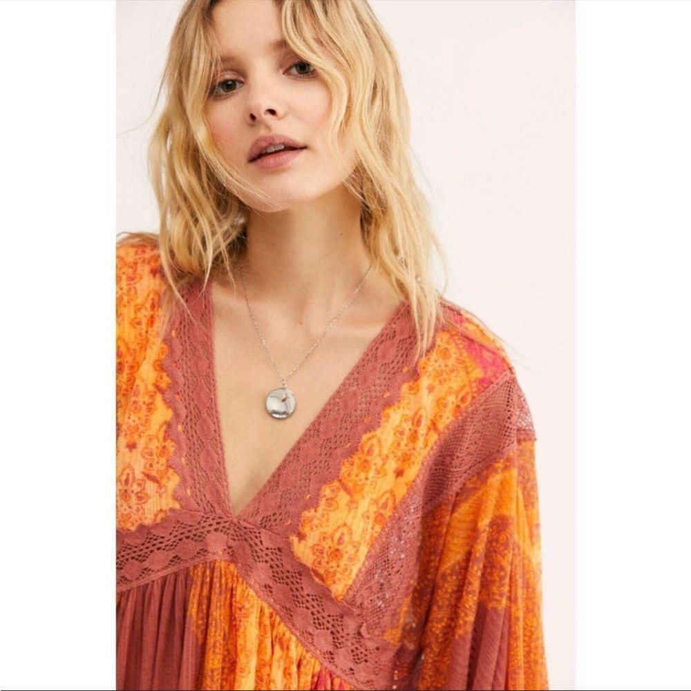 Free People Moonchild Lakeside Open Back Long Sleeve Bandana Maxi Tunic - Picture 3 of 4